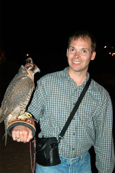 Roy holding a falcon