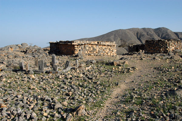 Old stone village on the Wadi Khab Ash-Shamis to Wadi Bih route