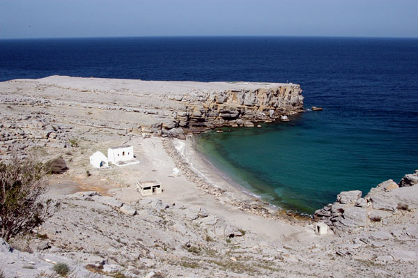 Isolated beach with a mosque prior to Khaseb