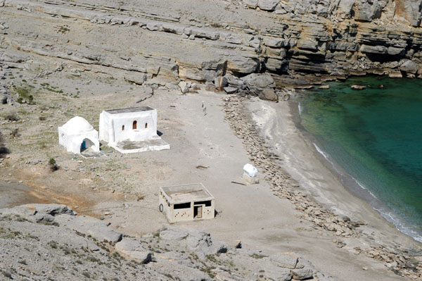 Isolated beach with a mosque prior to Khaseb