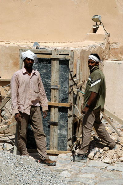 Restoration workers at Bukha Fort