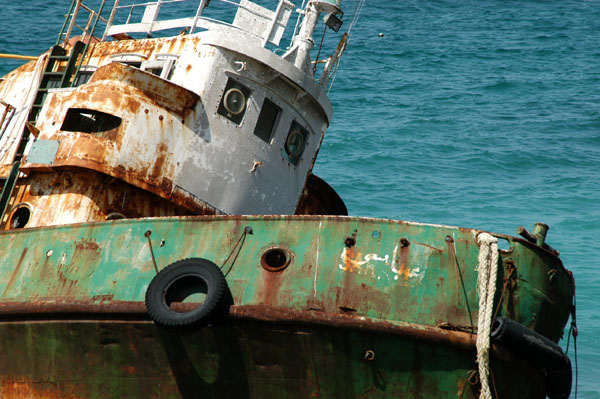 Shipwreck, just after the UAE/Oman border post, Musandam Peninsula