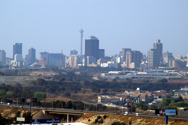 View of downtown Johannesburg from the ferris wheel of Gold Reef City