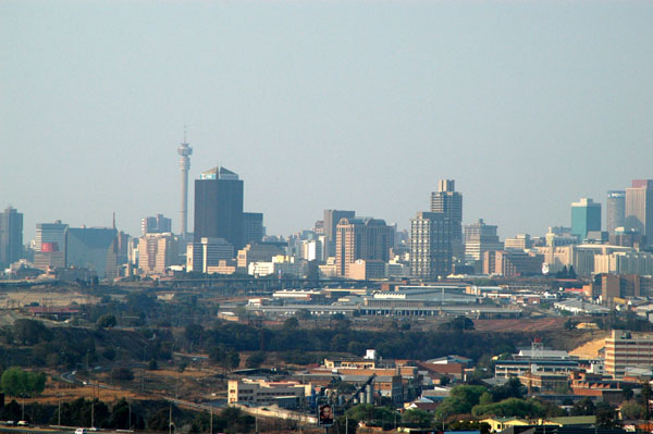 View of downtown Johannesburg from the ferris wheel of Gold Reef City
