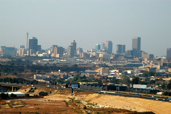 View of downtown Johannesburg from the ferris wheel of Gold Reef City