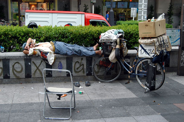 In a materialistic society, it takes a lot of stuff even to be homeless