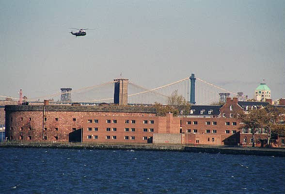 Bush overflying Governor's Island in Marine One