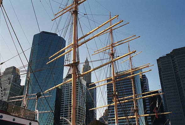 Rigging of 4-masted barque Peking reaching 170 feet tall, South Street Seaport
