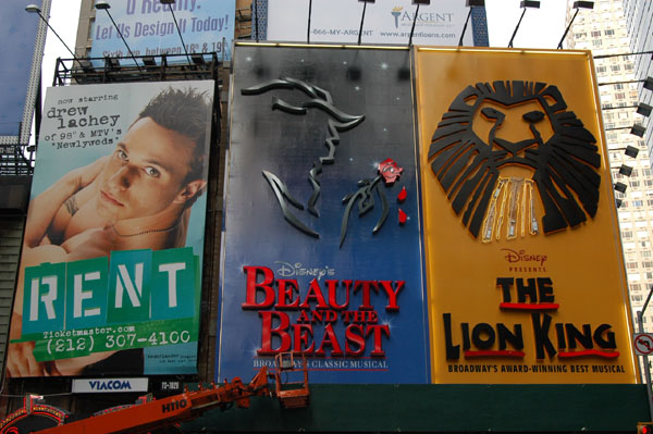 Rent, Lion King, Beauty and the Beast