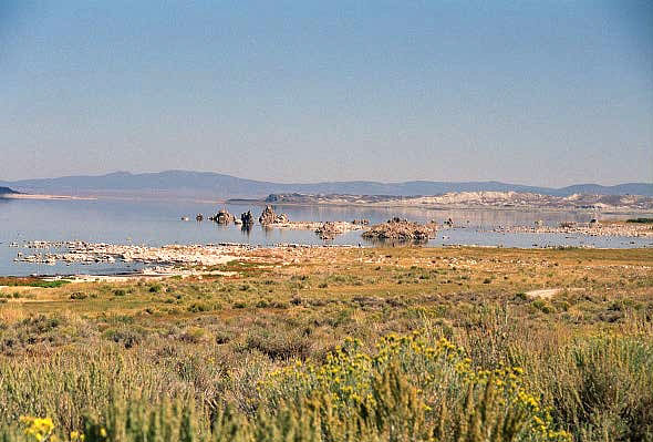 The water of Mono Lake dropped 45 ft between 1941-81 as Sierra Nevada runoff water was diverted to the LA Aqueduct