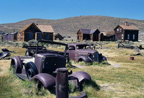The rusting remains of an old Ford, Bodie