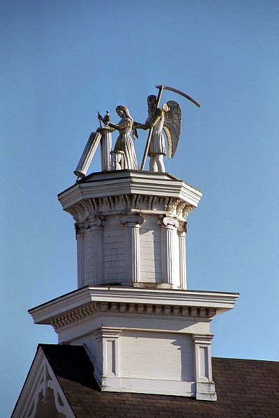 1866 Masonic Hall topped by Father Time and the Maiden