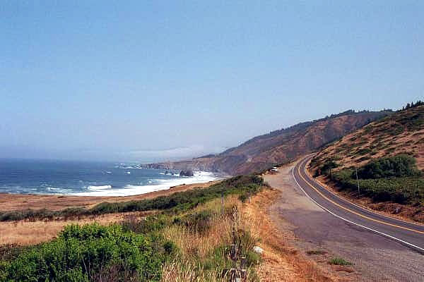 California route 1 departing the coast bypassing the King Range creating the Lost Coast