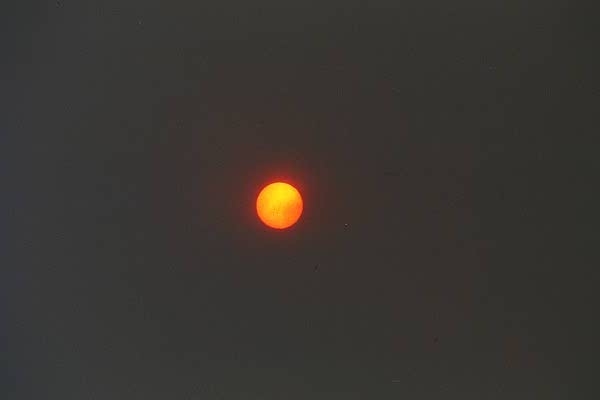 The sun at 3 pm through the smoke of the forest fires