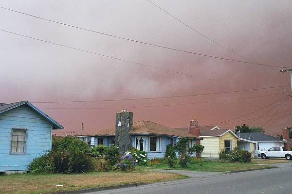Crescent City, California covered in smoke from Oregon forest fires