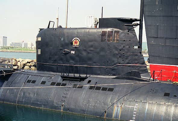 Old Soviet submarine, now a tourist attraction with the Queen Mary
