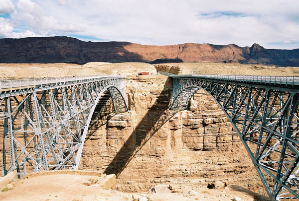 Navajo Bridge spanning the Colorado River at Marble Canyon, AZ, on US Alt-89