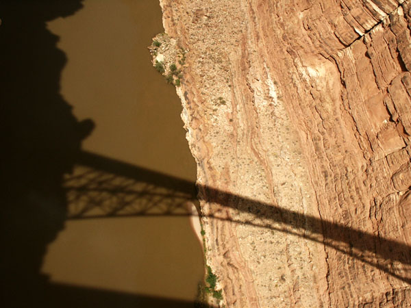 Even this far above the Grand Canyon the river over 450 ft below the bridge