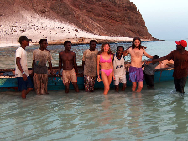 Three Fishermen - from right Maria, Solomon, Christian Botta, Fishermen at Bir-Ali Beach