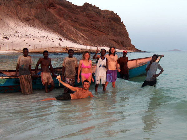 Three Fishermen - from right Maria, Solomon, Christian Botta, Fishermen at Bir-Ali Beach