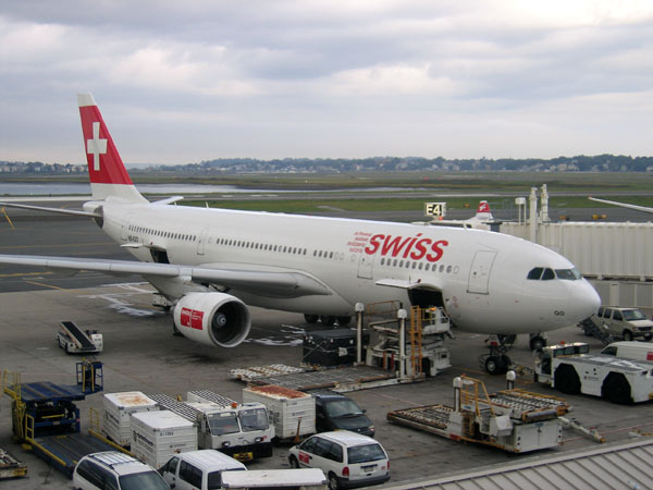 Swiss A330 at Boston (HB-IQO)