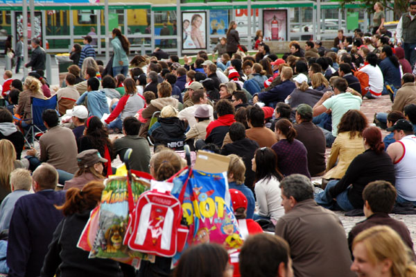 Federation Square packed for the 2005 Australian Rules Football finals