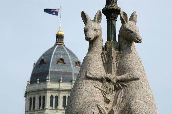 Kangaroo lamp, Carlton Gardens, with Royal Exhibition