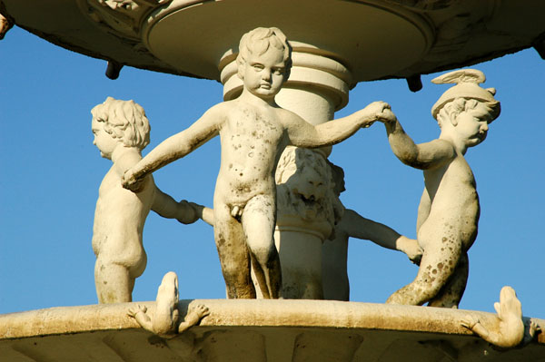 The fountain in front of the Royal Exhibition at Carlton Gardens