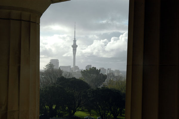 Showery day in Auckland with the Sky Tower