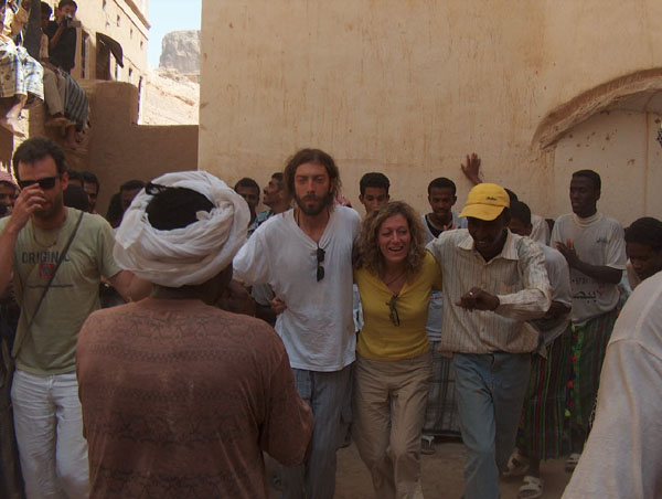 Solomon on the left Maria . Christian Saif near Wadi Do'an  Hadrami wedding dance