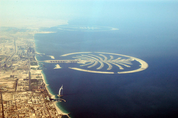 Palm Jumeirah and Palm Jebel Ali in the distance