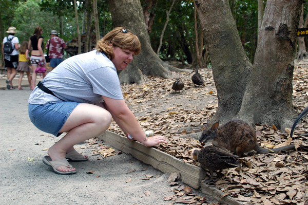 Debbie checking out the little Wallaby
