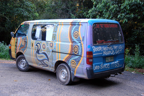 Colorful rental van