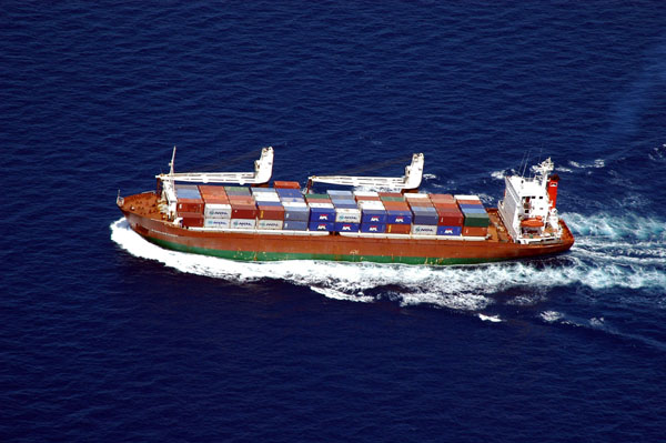 M/S Poolgracht crusing southbound off the Whitsunday Islands