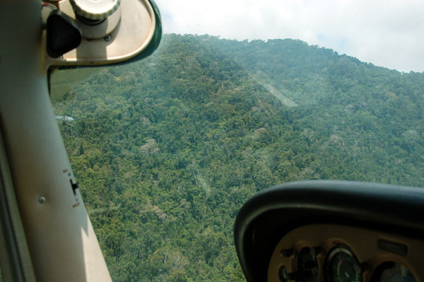 Offset approach to avoid the high terrain to the west of the airport