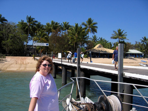 Debbie on Calypso Dive boat for return to Mission Beach