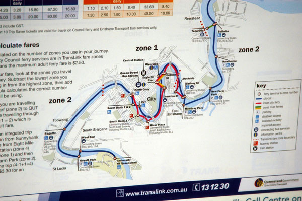 Brisbane River Ferry Map