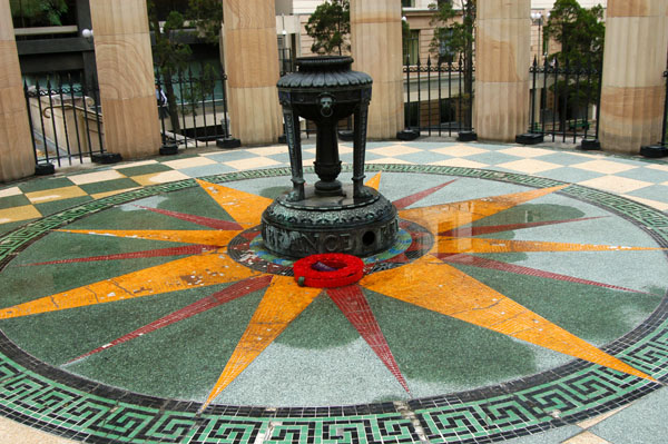 Cenotaph War Memorial, ANZAC Square - a heavy rain shower extinguished the Eternal flame