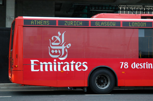 Emirates logo bus in Brisbane