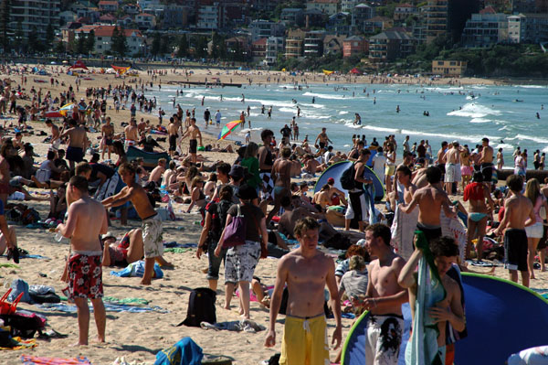 Crowded holiday (Aussie Labour Day) Manly Beach