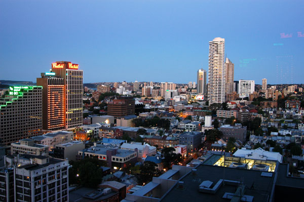 Evening view east from the Marriott