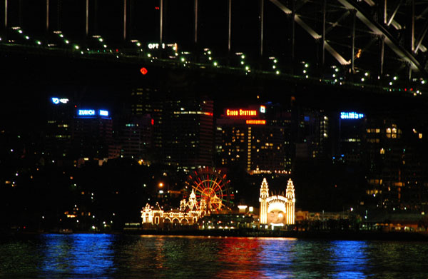 Under the Sydney Harbour Bridge at night