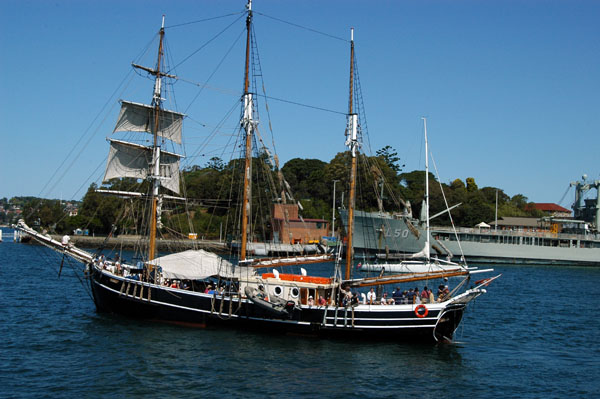 Tall ship Svanen out for a cruise of Sydney Harbour