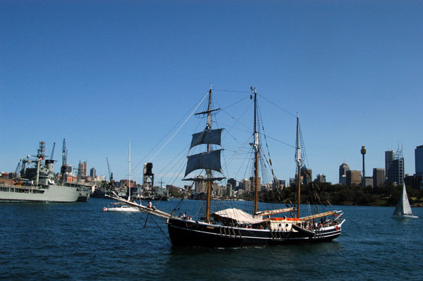 Tall ship Svanen out for a cruise of Sydney Harbour