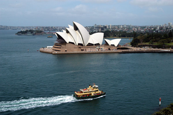 Sydney Opera House and ferry from the Sydney Harbour Bridge