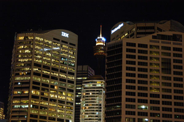 IBM and AMP Tower at night