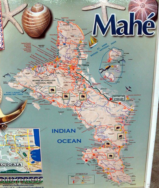 Map of Mah Island, Seychelles