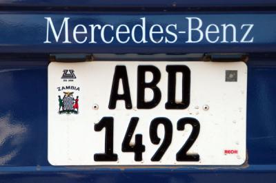 Zambian license plate