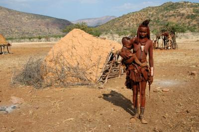 Himba woman and child