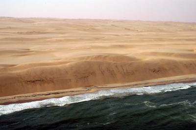South of Sandwich Harbour, dunes rise steeply from the Atlantic